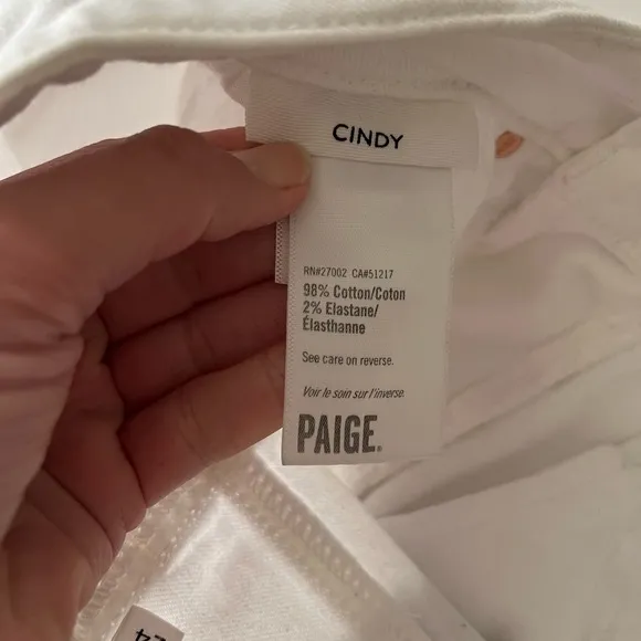 PAIGE Cindy High-Rise Straight-Leg Jeans in White Noise Size 24 NWT