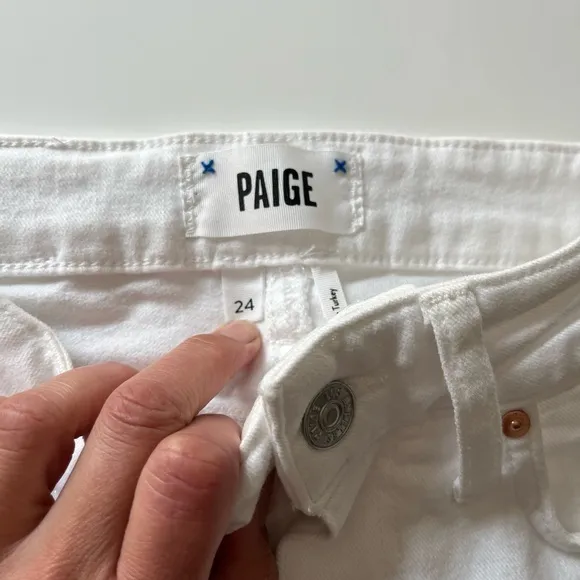 PAIGE Cindy High-Rise Straight-Leg Jeans in White Noise Size 24 NWT