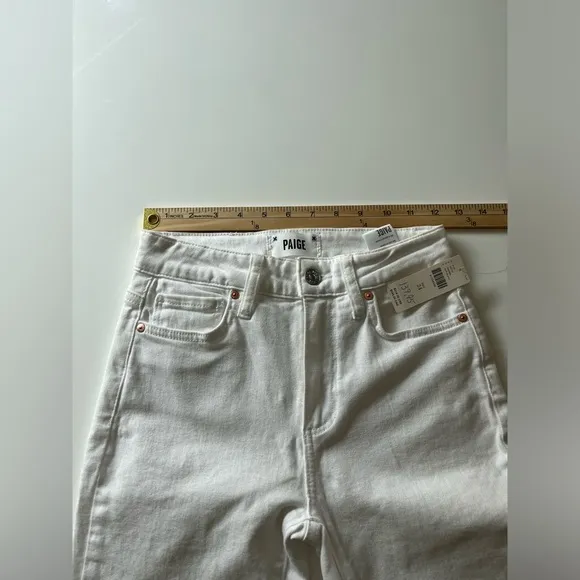 PAIGE Cindy High-Rise Straight-Leg Jeans in White Noise Size 24 NWT