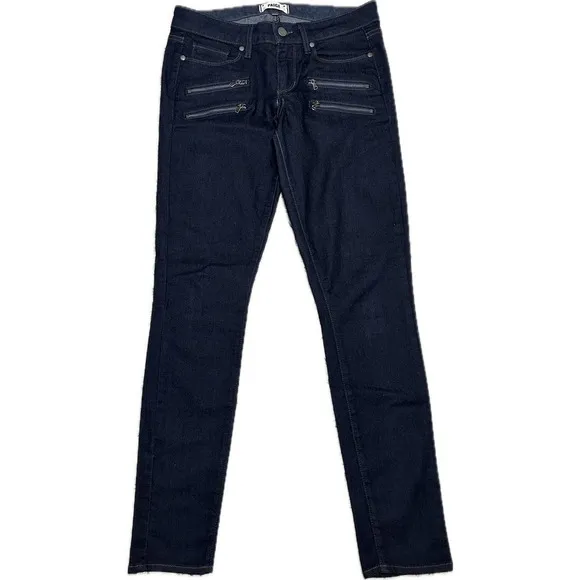 Paige Edgemont Zipper Pocket Ankle Denim Zipper Pocket Black Jeans Size 28