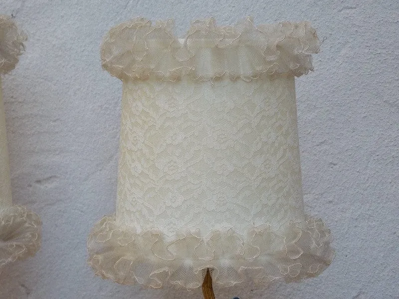 Pair French Provincial Young Girl With Blue Dress Dresser Lamps