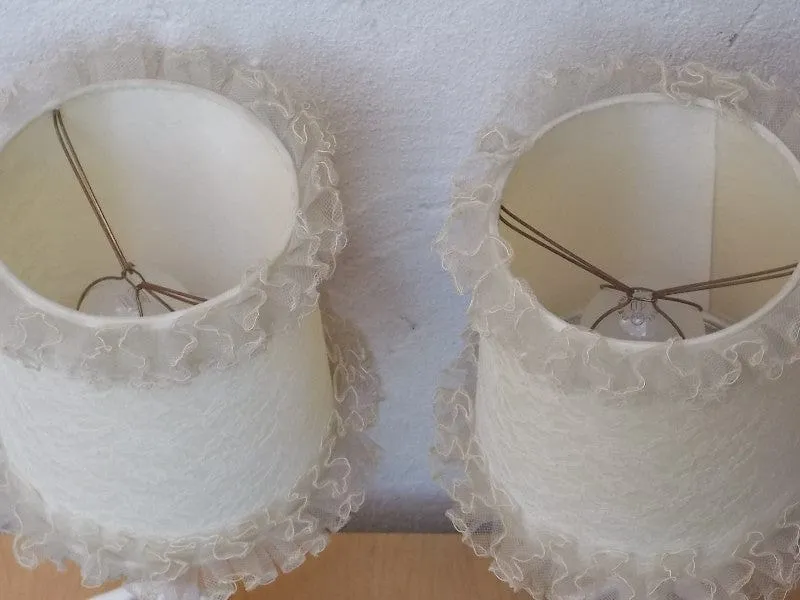 Pair French Provincial Young Girl With Blue Dress Dresser Lamps