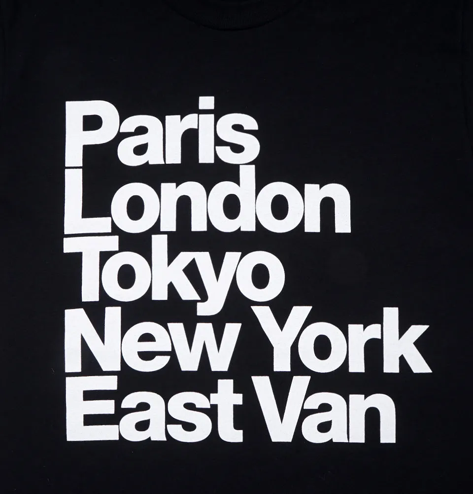 PARIS LONDON TOKYO NEW YORK EAST VAN Unisex T-shirt