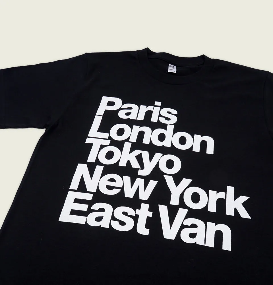 PARIS LONDON TOKYO NEW YORK EAST VAN Unisex T-shirt
