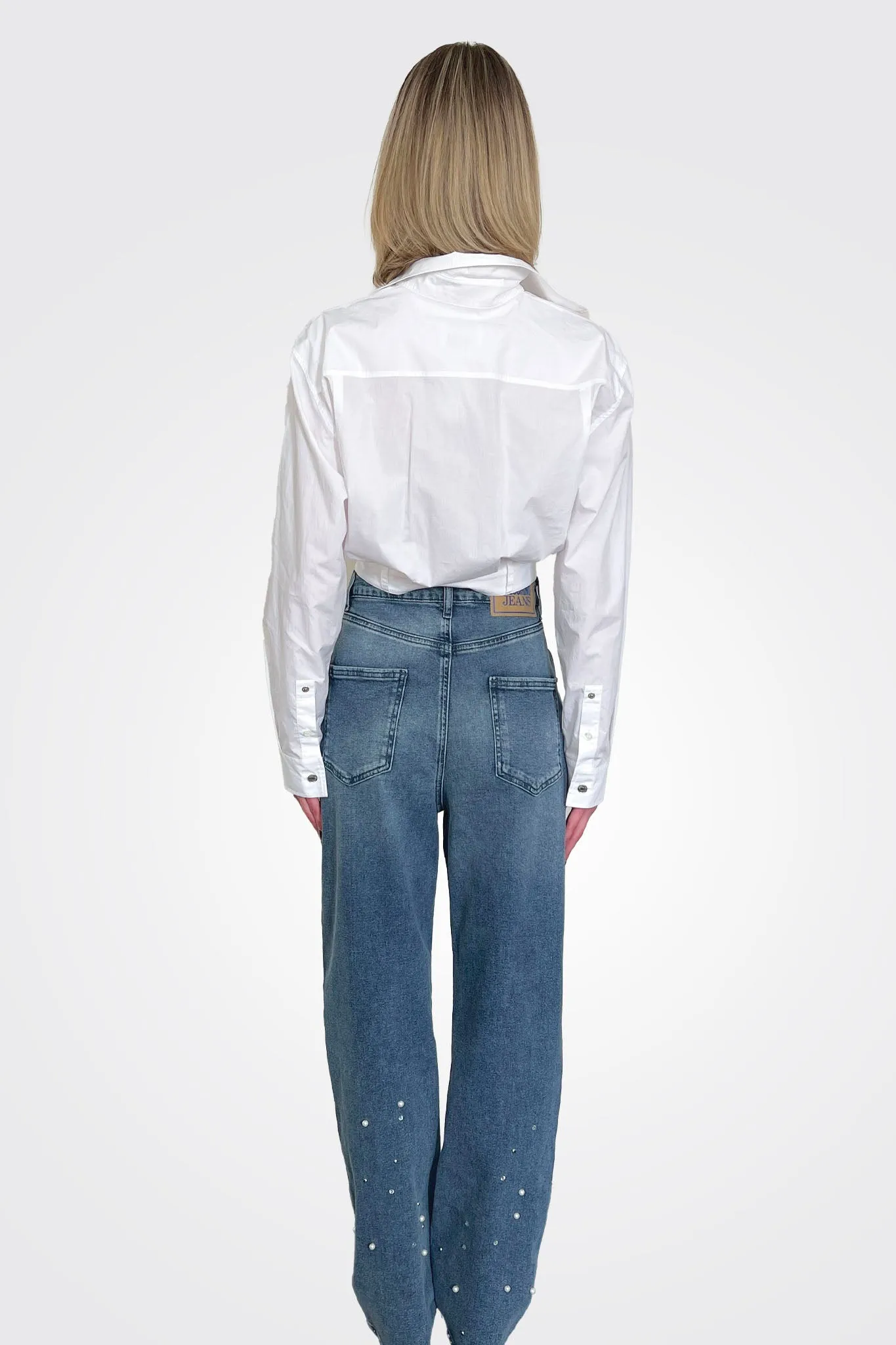 Patched Embellished Jeans - Blue