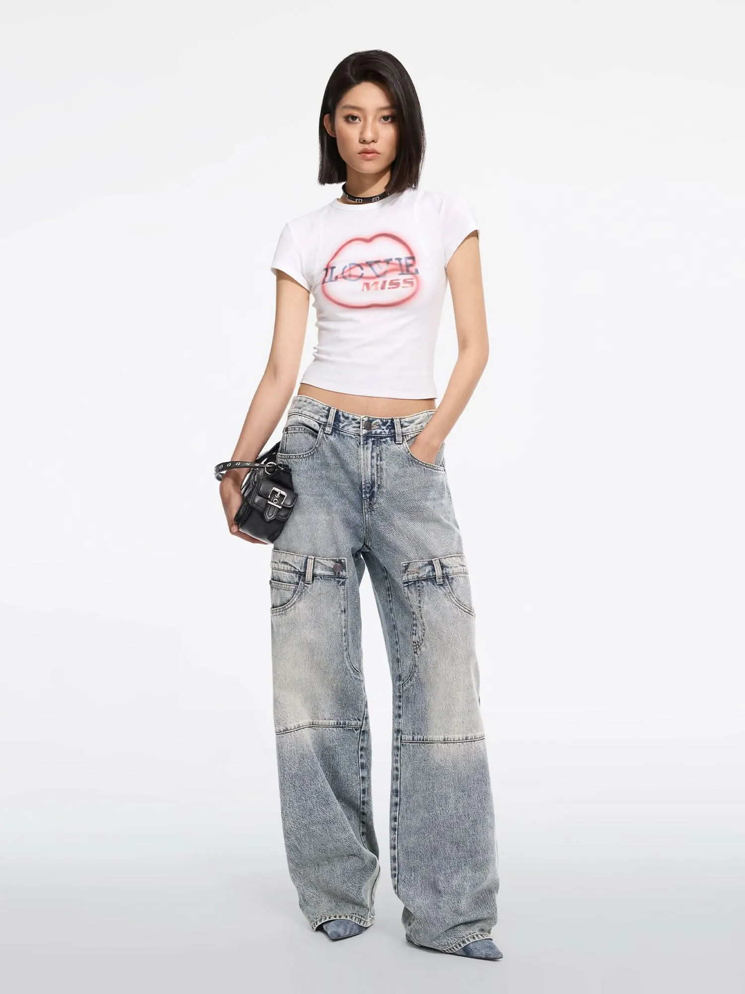 Patchwork Straight-Leg Jeans