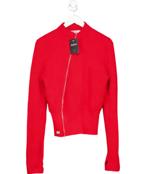Peachy Den Red Zip Up Knit Jumper UK L