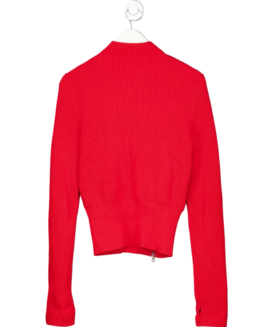 Peachy Den Red Zip Up Knit Jumper UK L