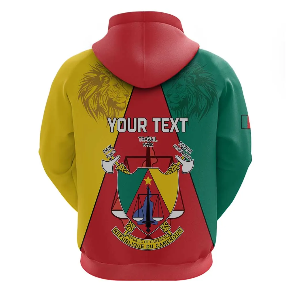Personalised Cameroon National Day Zip Hoodie Lion Mix Coat Of Arms Style LT15