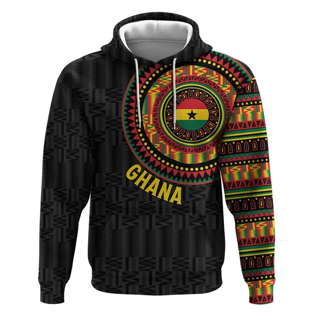 Personalised Ghana African Tribal Mix Kente Patterns Zip Hoodie Chest Arm Tattoo LT15