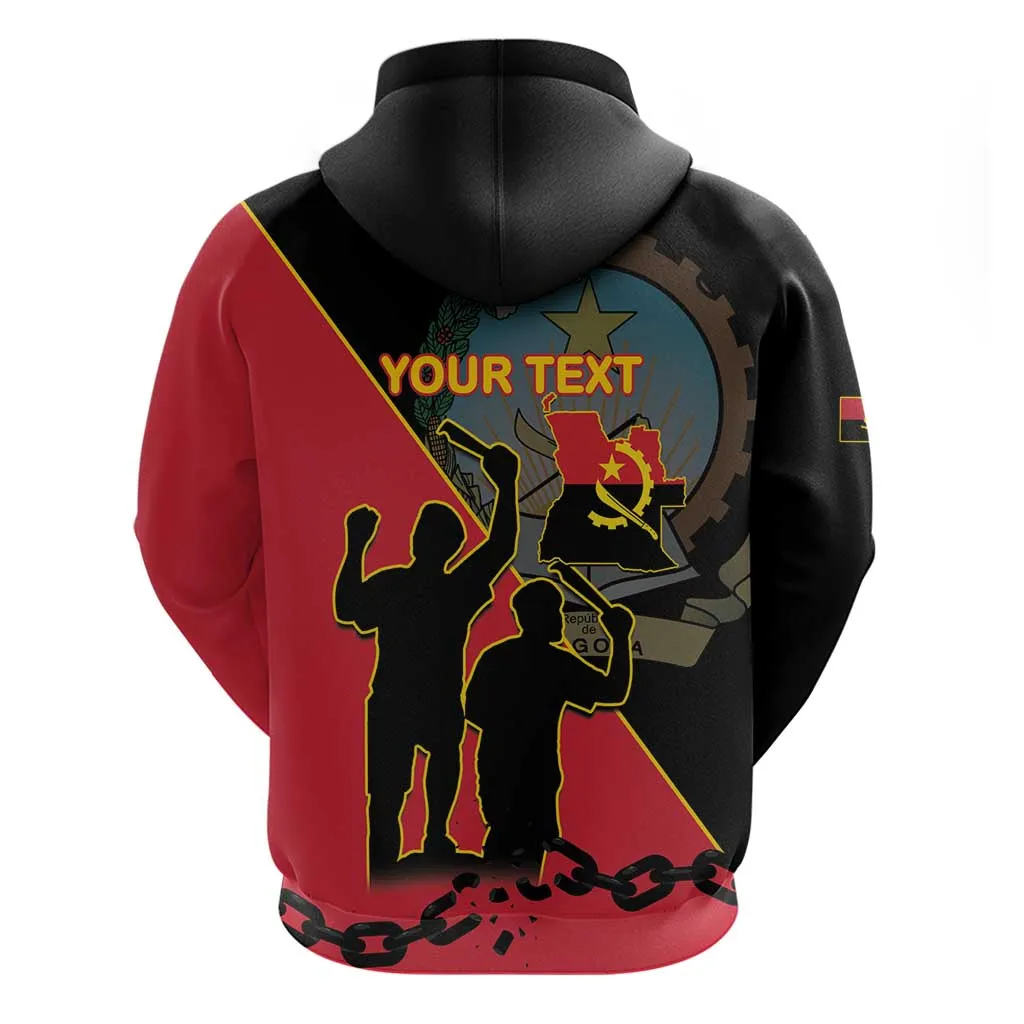 Personalized 4 De Fevereiro Angola Zip Hoodie Coat Of Arms Style LT15