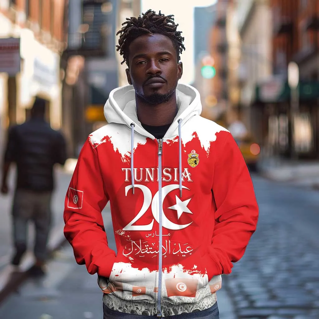 Personalized Afro Tunisia Zip Hoodie Happy 69th Anniversary Independence LT15