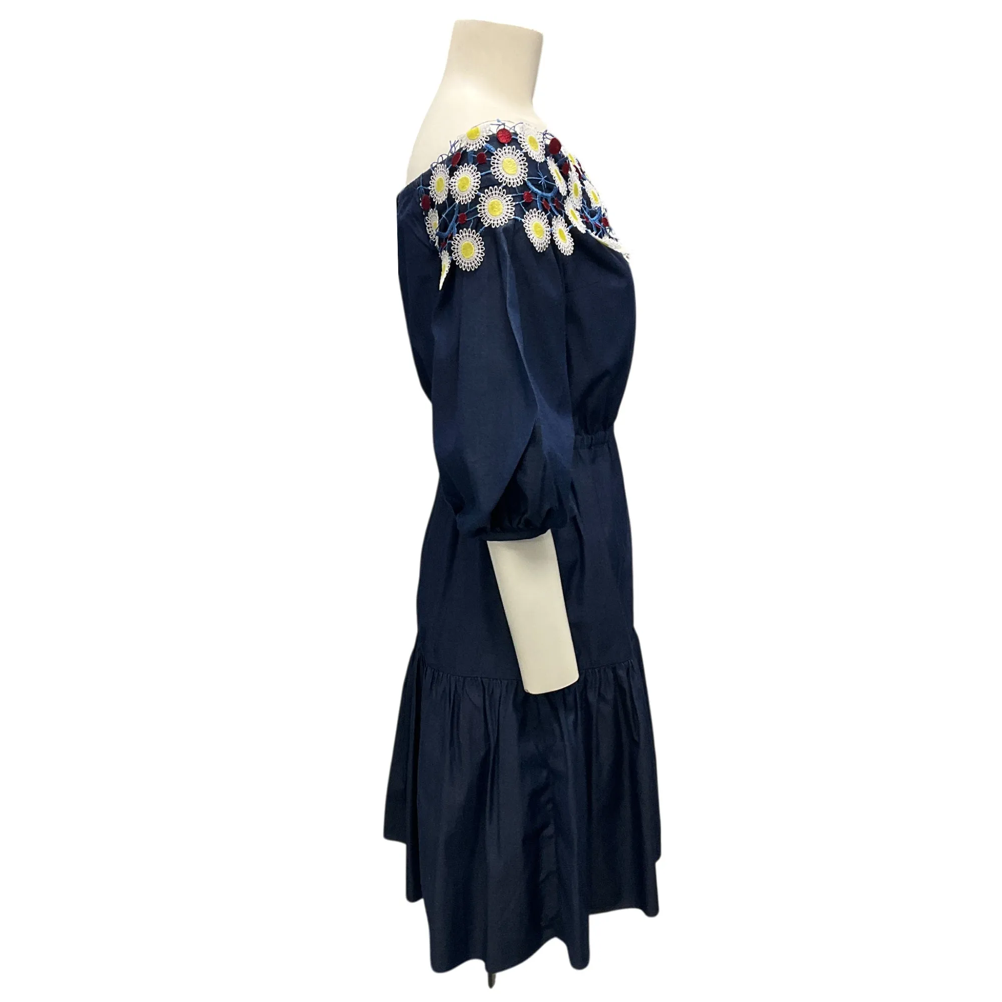 Peter Pilotto Dark Blue Embroidered Chambray Dress