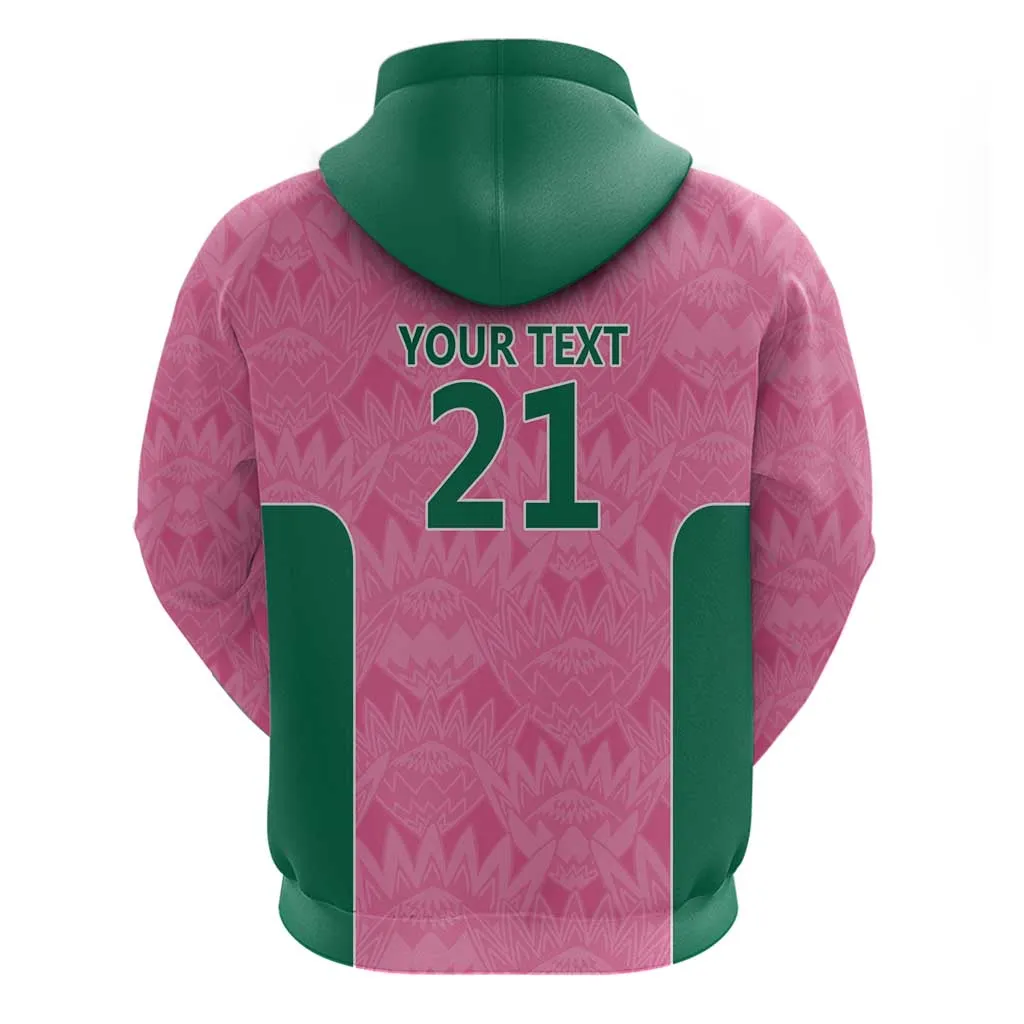 Pink South Africa Cricket Custom Zip Hoodie African King Proteas Be Way Pink LT9