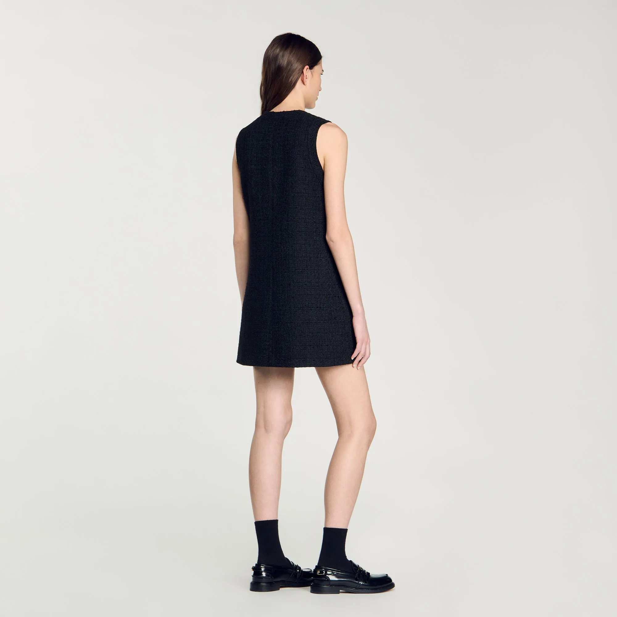 Pippa Short Tweed Dress Black