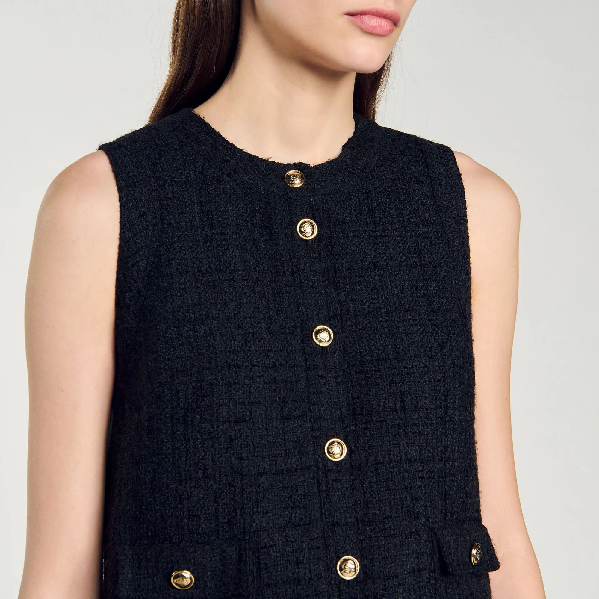 Pippa Short Tweed Dress Black