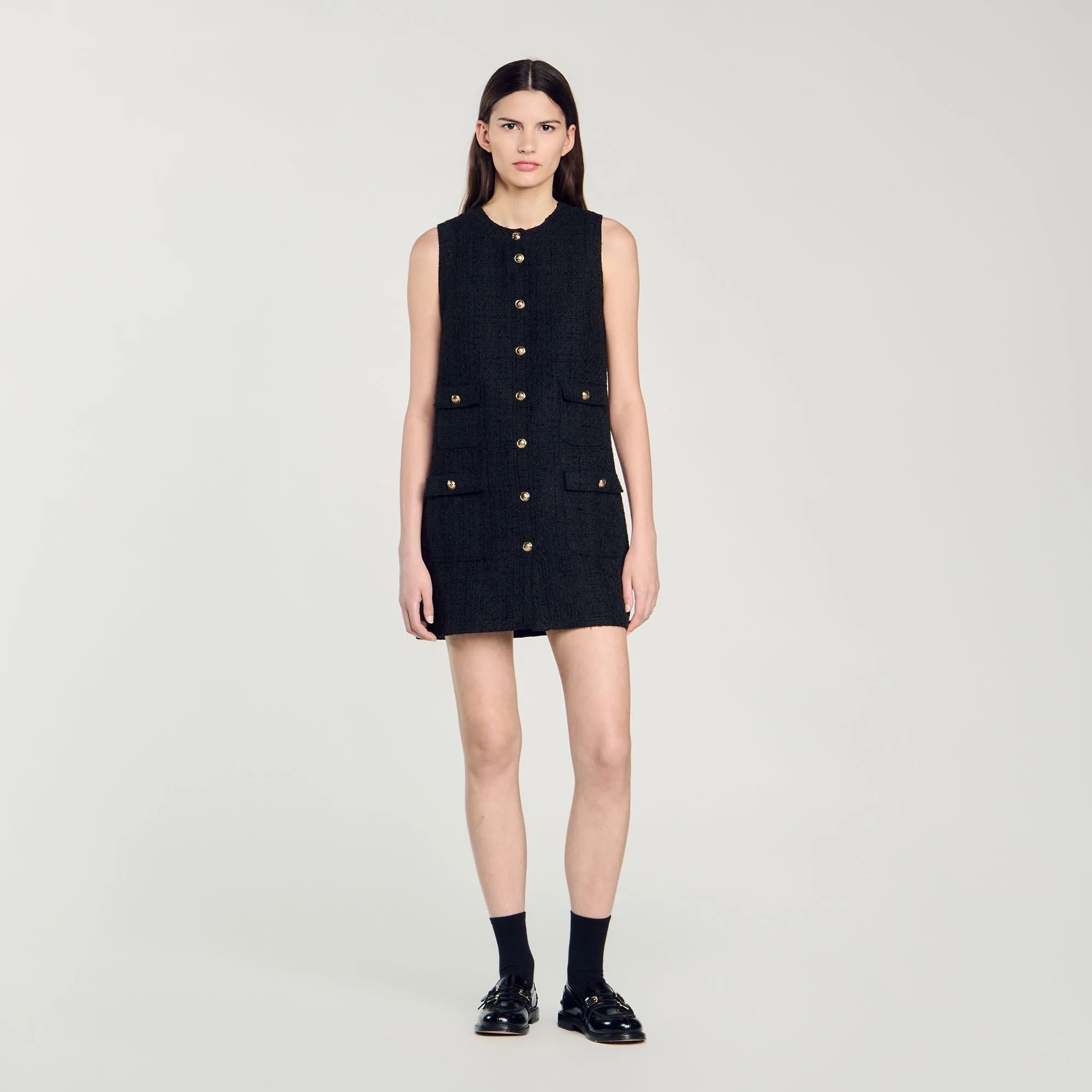 Pippa Short Tweed Dress Black