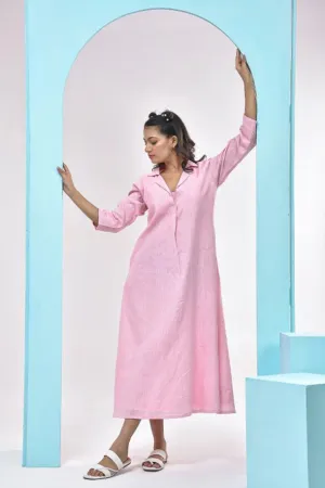 Powder Pink Cotton Shirt Dress