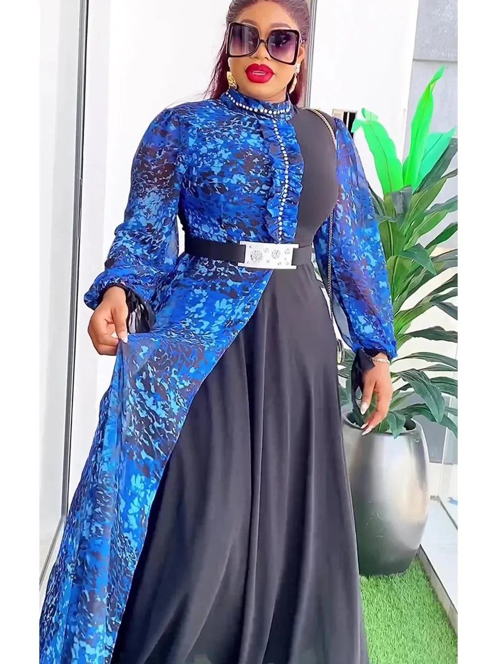 Printed Chiffon Dual Sided Maxi Dress