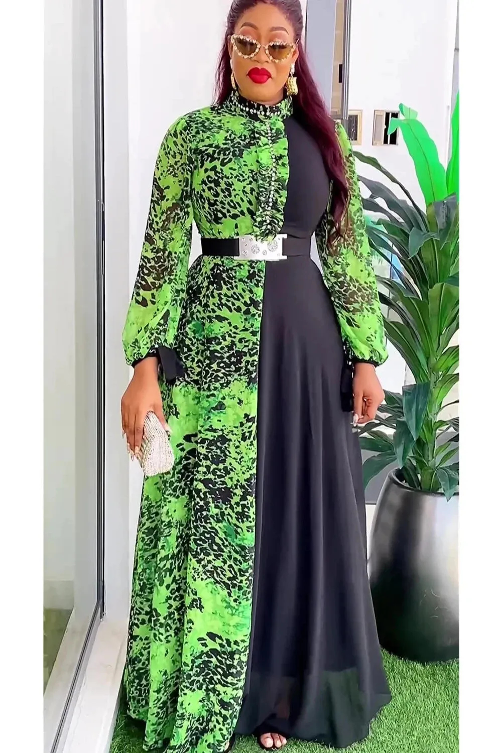 Printed Chiffon Dual Sided Maxi Dress