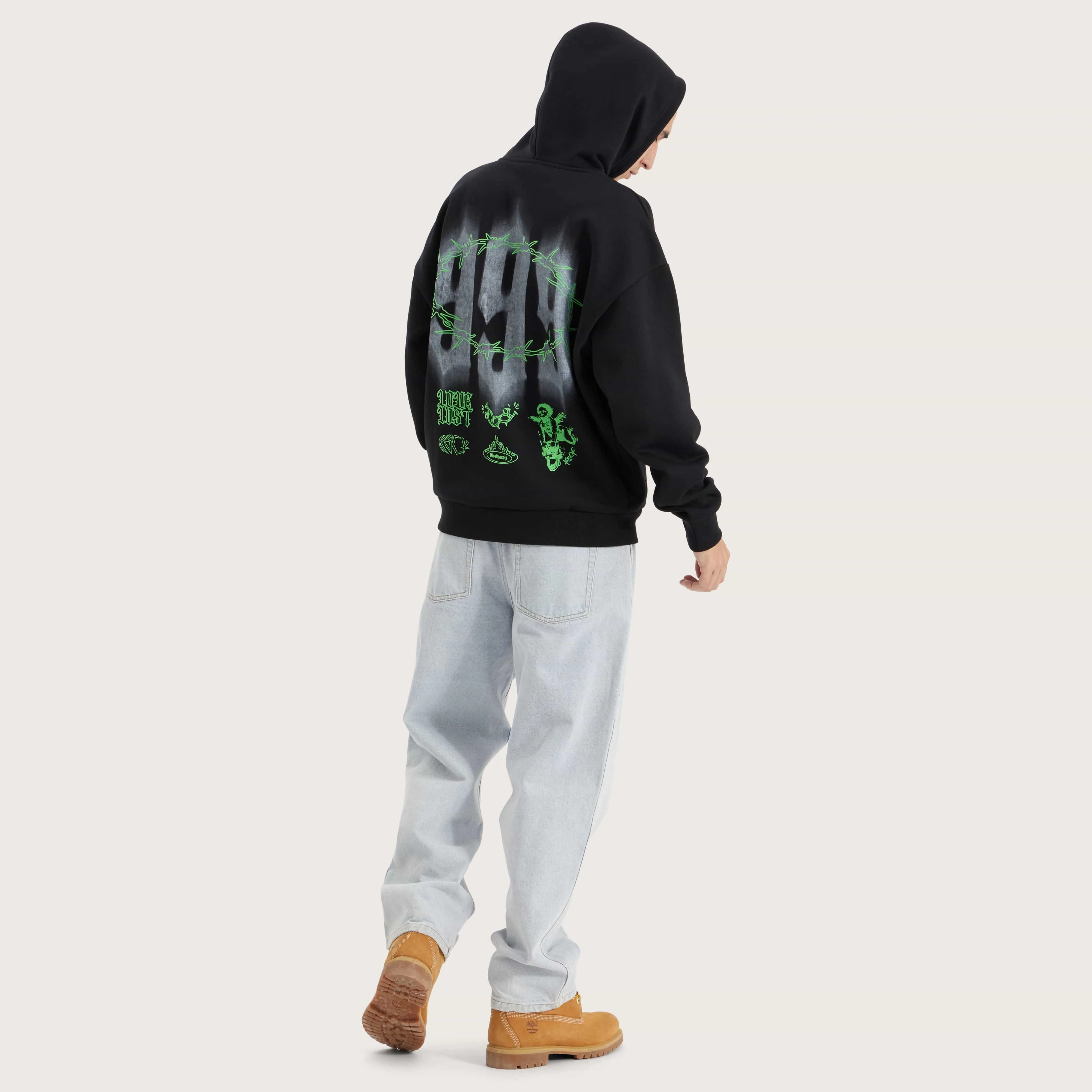 Prison Heavy Oversized Hoodie Jet Black