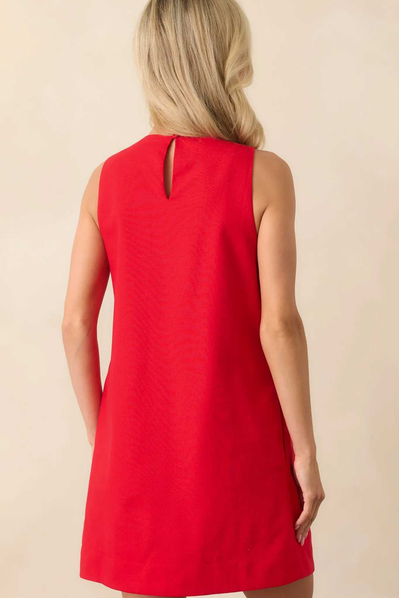 Prosperina Gigi Red Ric Rac Cotton Shift Mini Dress