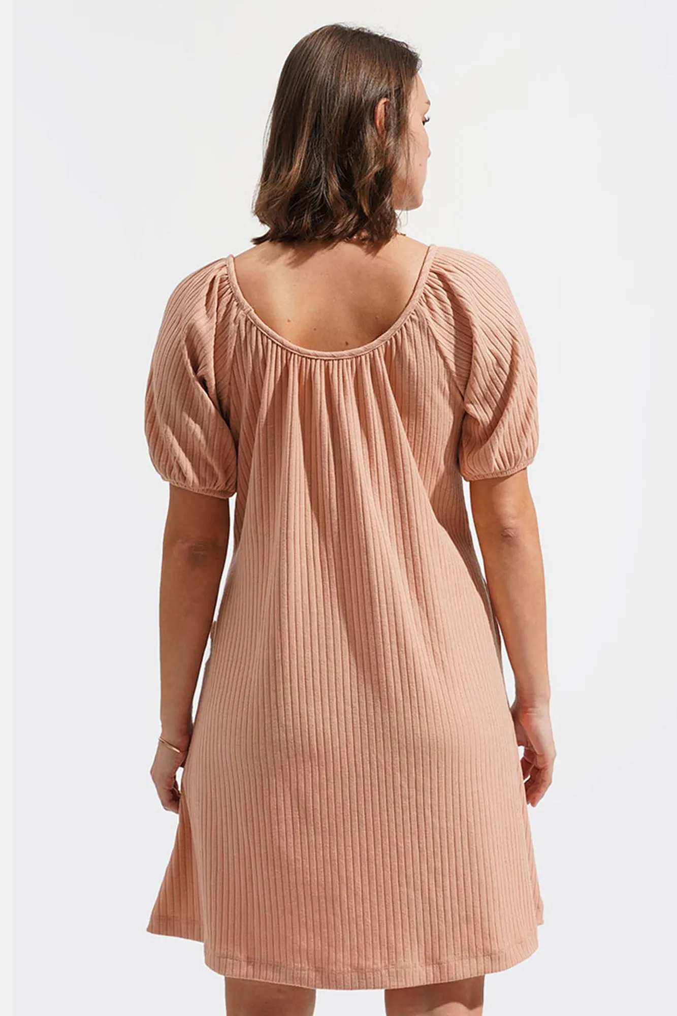 Puff Sleeve Knit Shift Dress