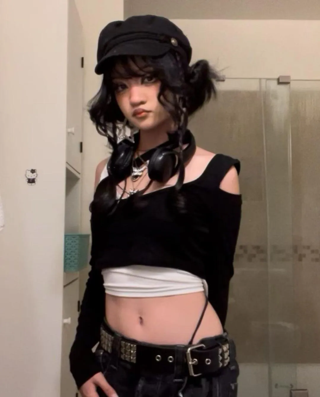 "FAKE TWO-PIECE" CROP TOP N092203