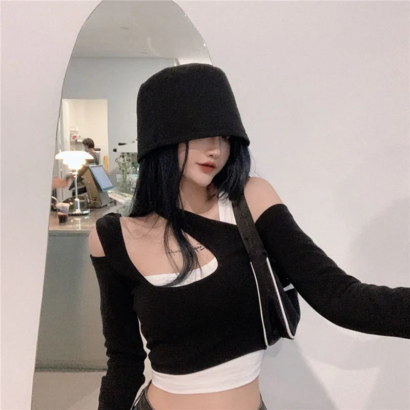 "FAKE TWO-PIECE" CROP TOP N092203