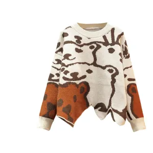 "FULL PRINT BEAR SWEATER" TOP/SKIRT N030903