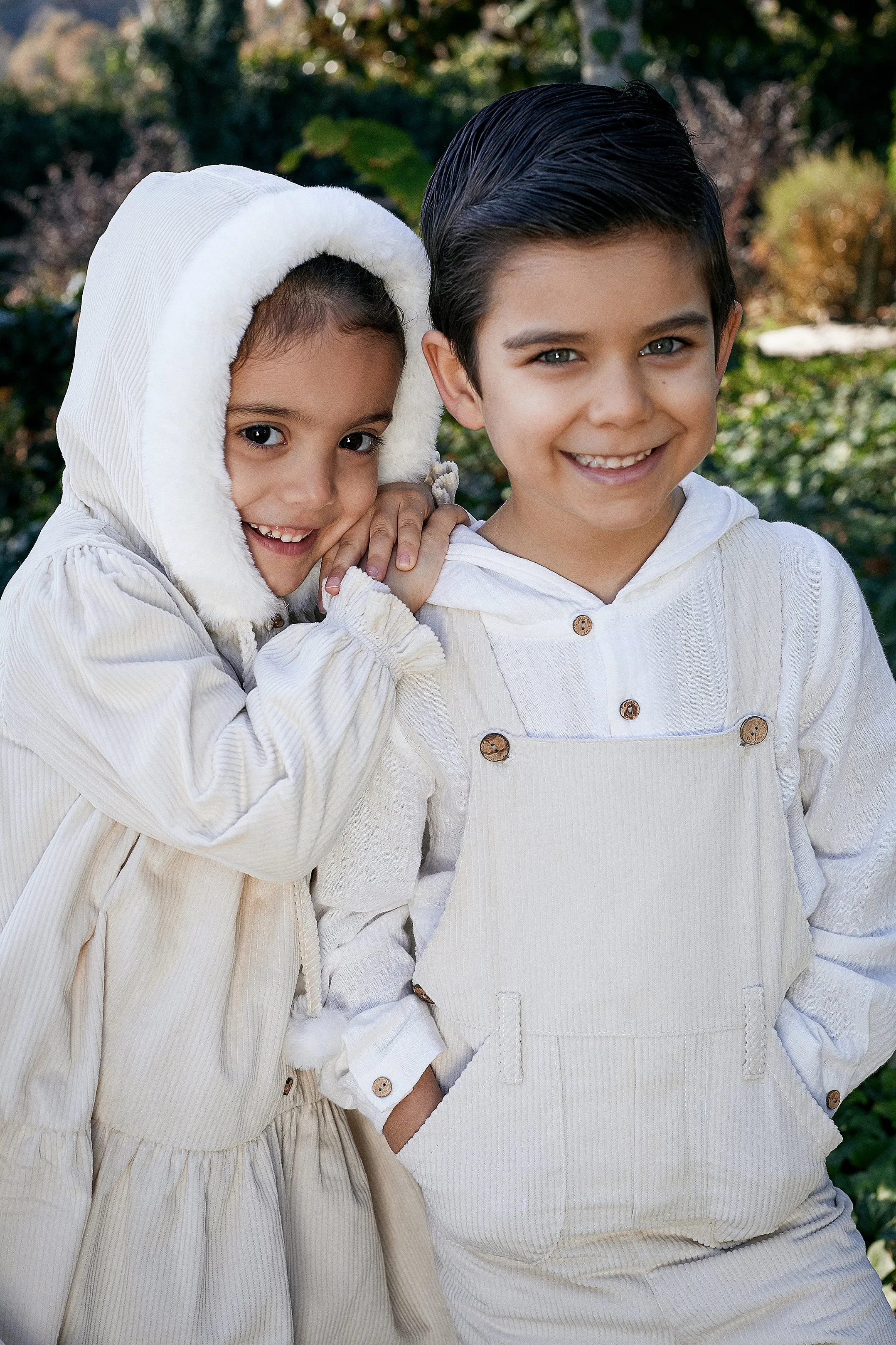 "Isobella" Sand Needlecord Hooded Dress