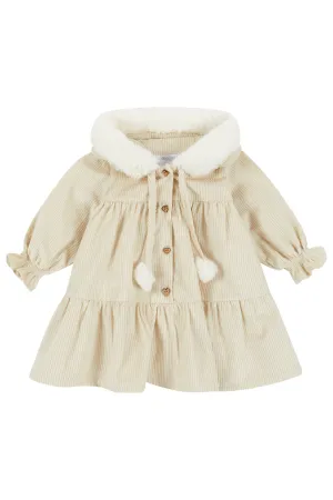 "Isobella" Sand Needlecord Hooded Dress