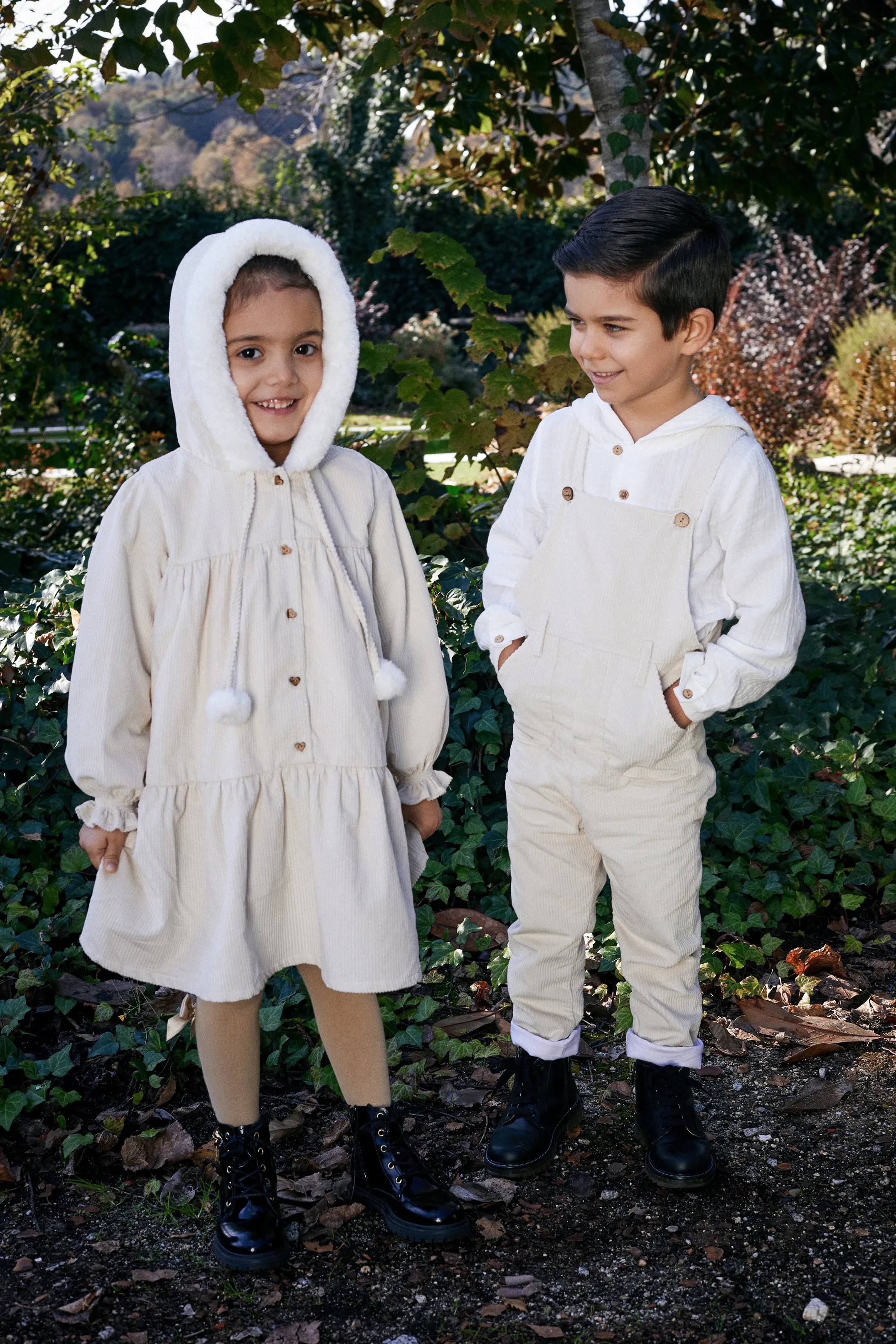 "Isobella" Sand Needlecord Hooded Dress
