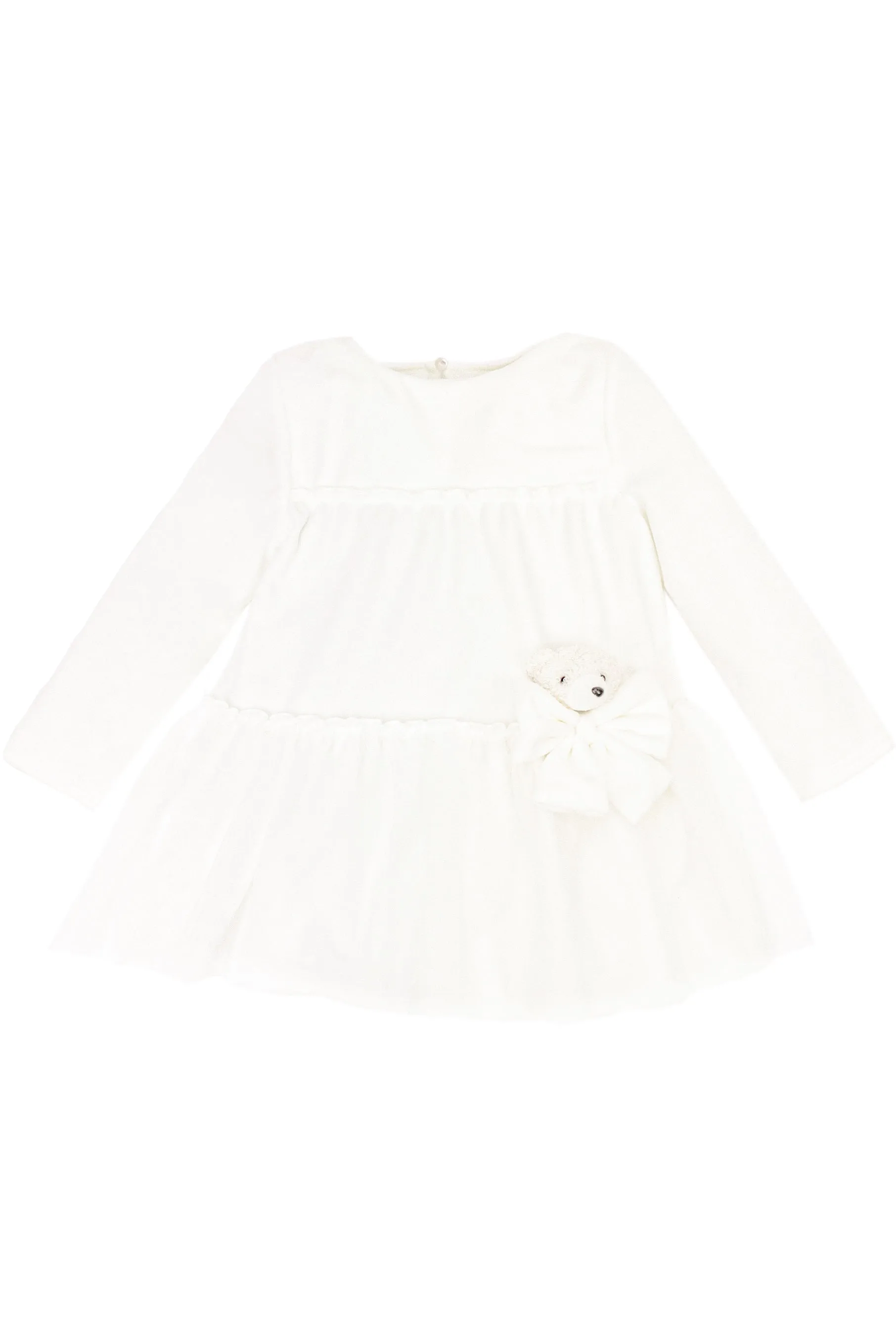 "Lisbeth" Ivory Velour Tulle Teddy Dress