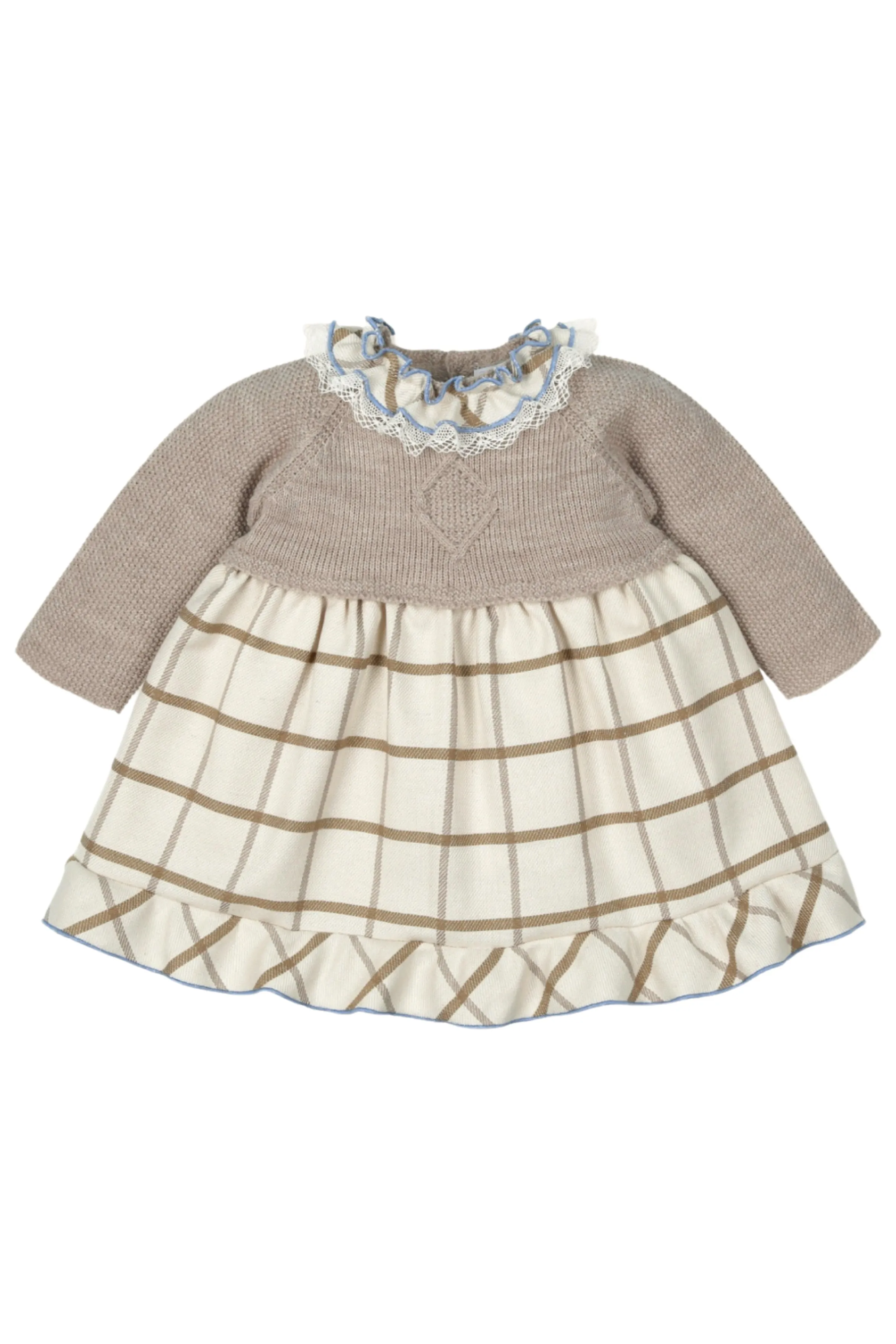 "Mia" Hazelnut Half Knit Check Dress