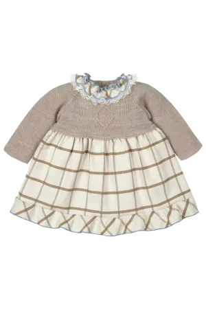 "Mia" Hazelnut Half Knit Check Dress