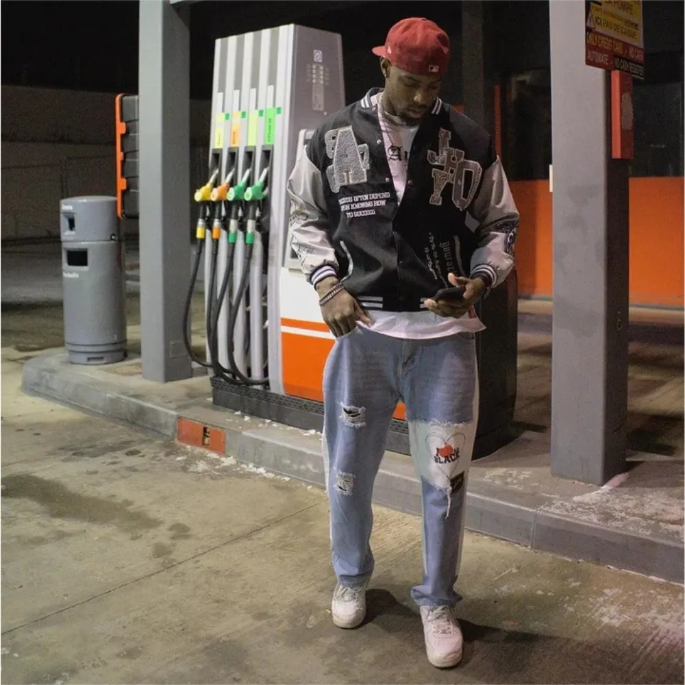 "Street Love Patchwork Straight Leg" Jeans