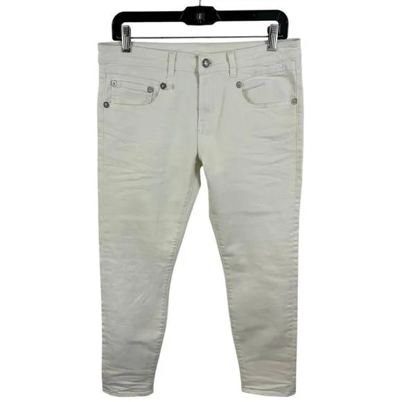 R13 Jeans Boy Skinny in White Riot Size 28 Mid Rise Ankle Made in Italy