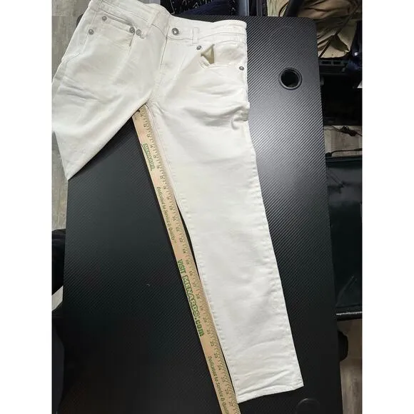R13 Jeans Boy Skinny in White Riot Size 28 Mid Rise Ankle Made in Italy
