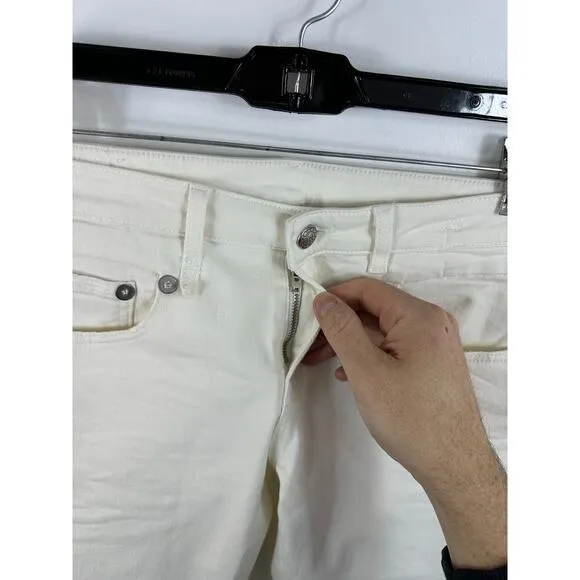 R13 Jeans Boy Skinny in White Riot Size 28 Mid Rise Ankle Made in Italy