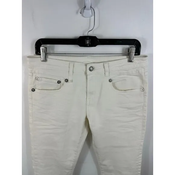 R13 Jeans Boy Skinny in White Riot Size 28 Mid Rise Ankle Made in Italy