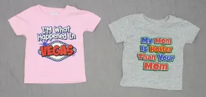 Rabbit Skins Infant LOT OF 2 Funny Graphic T-Shirts Pink and Gray 12 Months