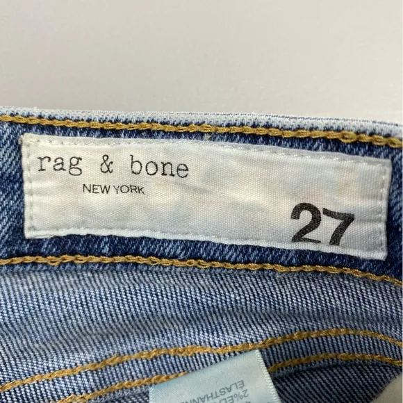 Rag &amp; Bone CATE Mid-rise Ankle Skinny Jeans Frayed Hem Morgan Color size 27