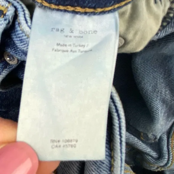 Rag &amp; Bone CATE Mid-rise Ankle Skinny Jeans Frayed Hem Morgan Color size 27