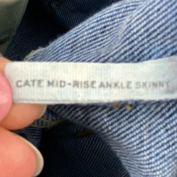 Rag &amp; Bone CATE Mid-rise Ankle Skinny Jeans Frayed Hem Morgan Color size 27