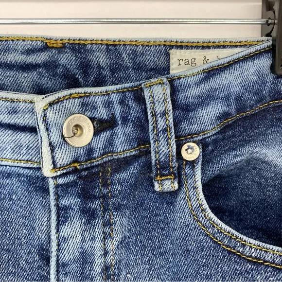 Rag &amp; Bone CATE Mid-rise Ankle Skinny Jeans Frayed Hem Morgan Color size 27