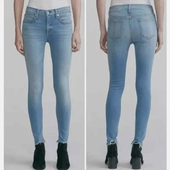 Rag &amp; Bone Destroyed Hem Skinny Jeans