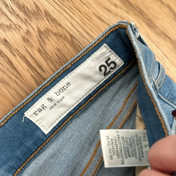 Rag &amp; Bone Destroyed Hem Skinny Jeans