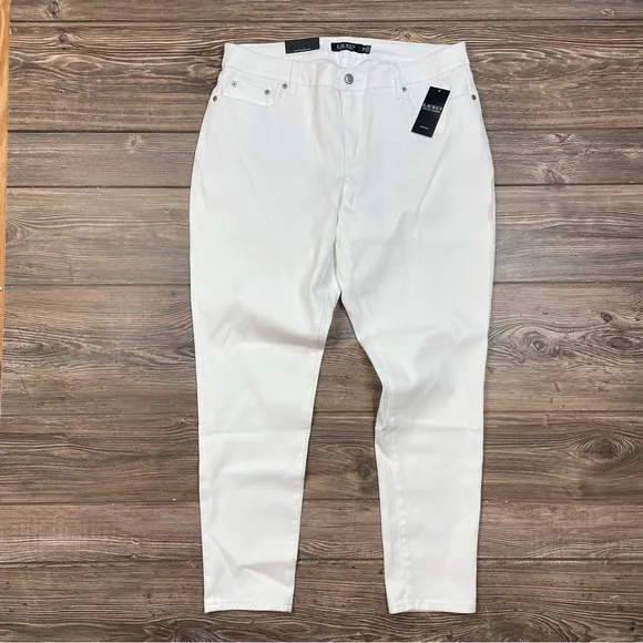 Ralph Lauren Women’s Mid-Rise‎ Curvy Skinny Jean Stretch White Plus Size 16W NWT
