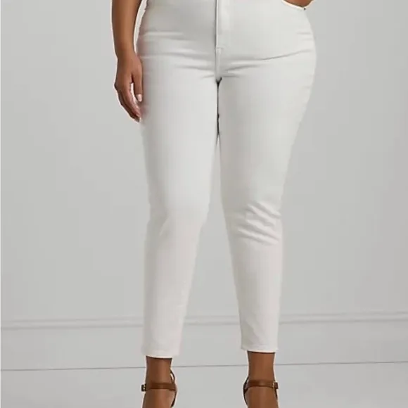 Ralph Lauren Women’s Mid-Rise‎ Curvy Skinny Jean Stretch White Plus Size 16W NWT